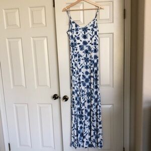 BB Dakota White and Blue Tie Dye Spaghetti Strap Maxi Dress Size 8